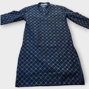 Dinbandhu Gold color-threaded star pattern Long Sleeve Kurta